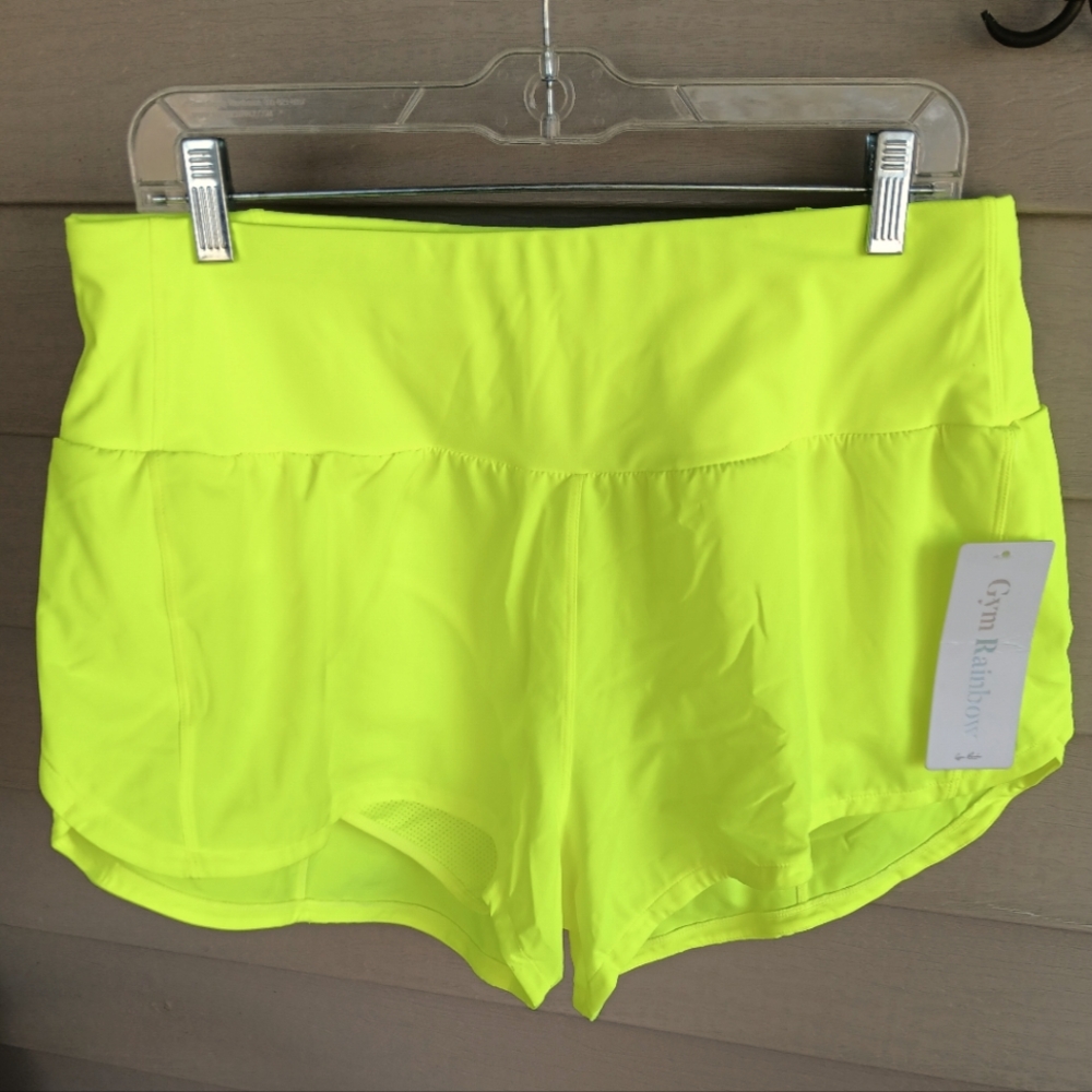 NWT Gym Rainbow Women's Neon/Hilighter Yellow Shorts Size XL